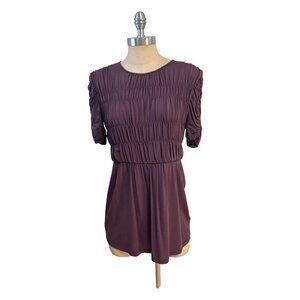 Burberry London $415 Ruched Dewberry Shirt Top Plum Purple Medium runs small
